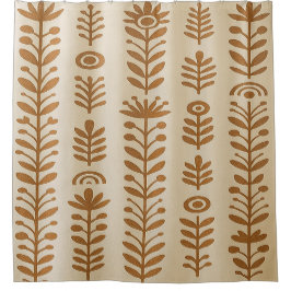 Cortina de ducha beige y marrón tierra