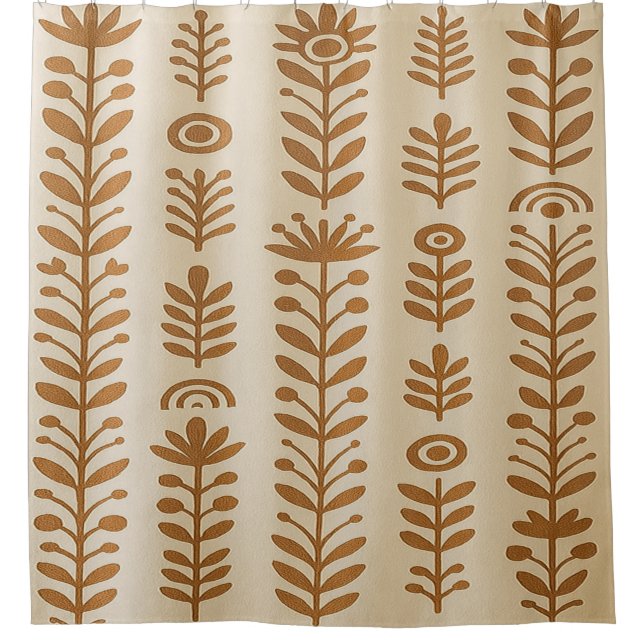 Cortina de ducha beige y marrón tierra (Anverso)