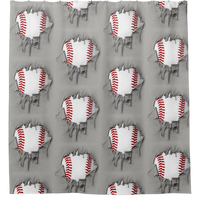 Cortina De Ducha Béisbol Roto (Anverso)