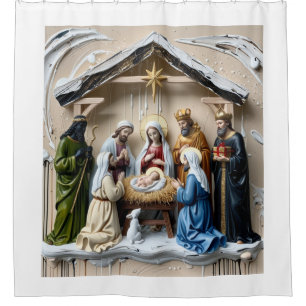 Cortina De Ducha Belén pesebre, árbol magos Belén