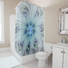 Cortina De Ducha Belleza floral Resumen Flor Pastel azul moderno