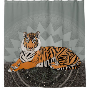 Cortina De Ducha bengal tiger mandala lichen
