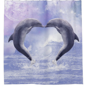 Cortina De Ducha Besos delfines púrpura