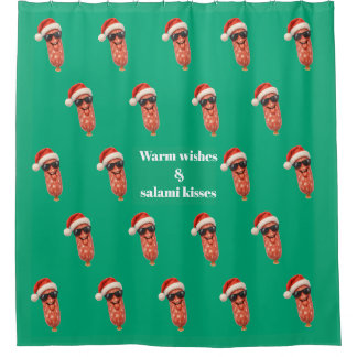 Cortina De Ducha Besos divertidos de salami en familia en navidad