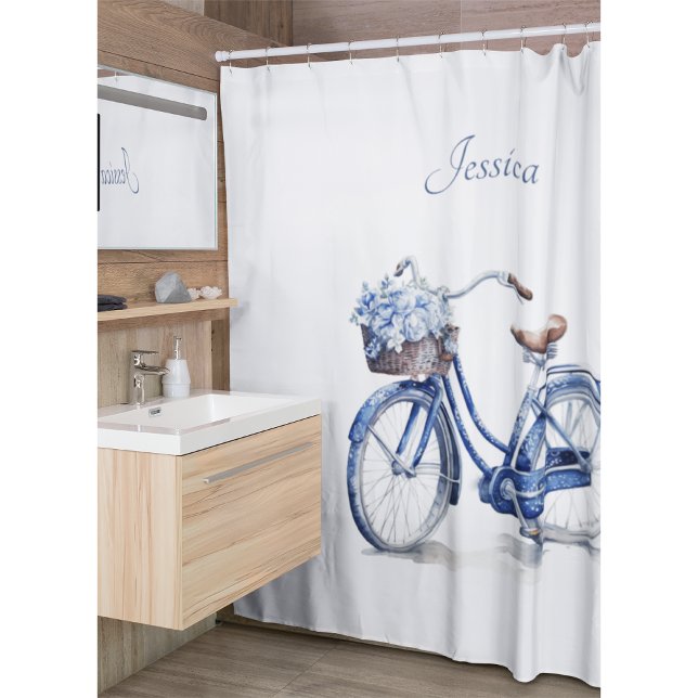 Cortina De Ducha Bicicleta en el personalizable azul Delft (Subido por el creador)