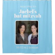 Bienvenida de foto personalizada azul para Bat Mit