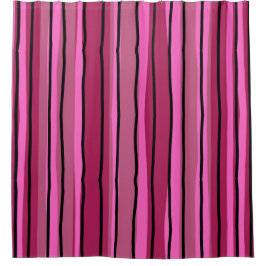 Cortina De Ducha Big Color Pop Hot Pink and Black Strips