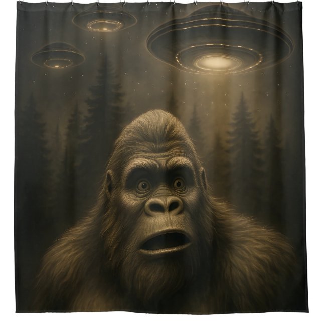Cortina De Ducha Bigfoot Sasquatch Alien UFO Funny (Anverso)