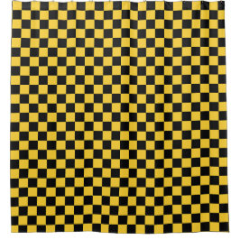 Cortina De Ducha Black and gold checkerboard pattern