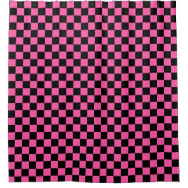 Cortina De Ducha Black and pink checkerboard pattern