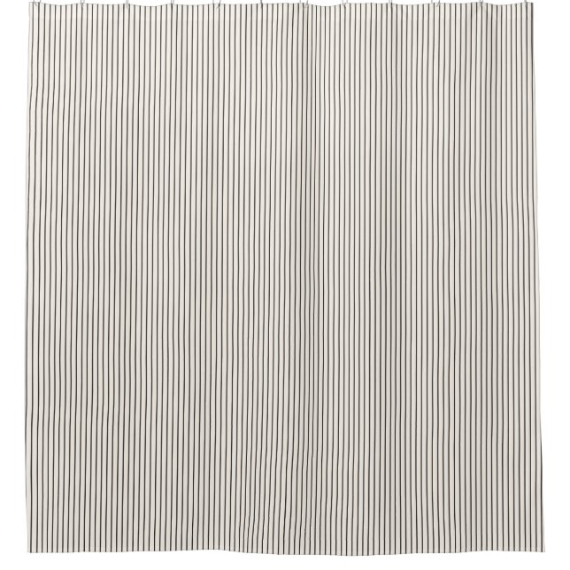 Cortina De Ducha Black and White Ivory Stripes Pattern Retro  (Anverso)