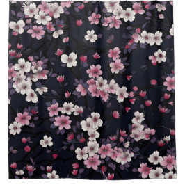 Cortina De Ducha Black Background With Flowers