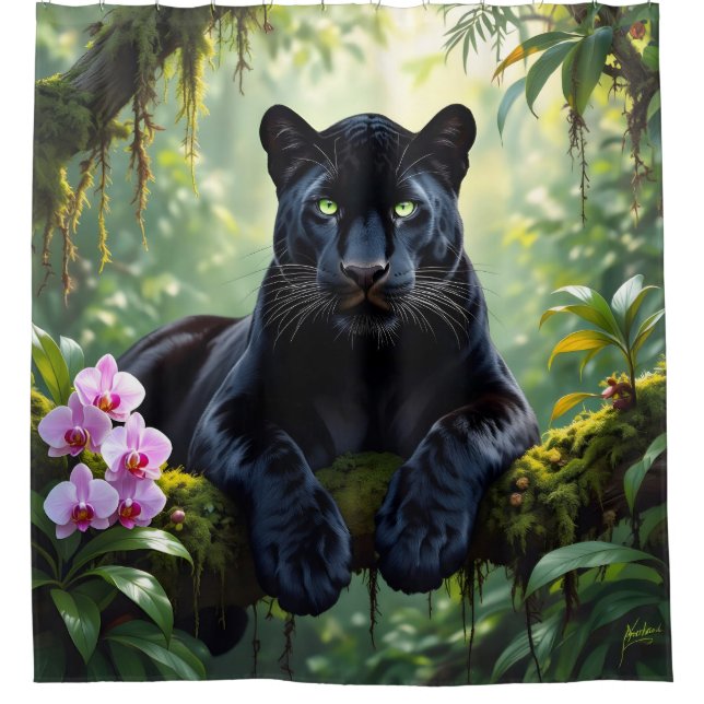 Cortina De Ducha Black Panther in the Jungle (Anverso)