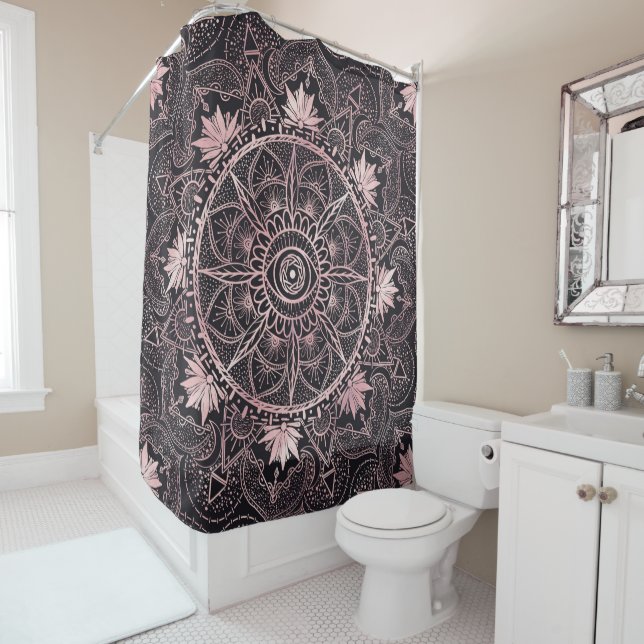 Cortina De Ducha Black Pink Eye Mandala (In situ)