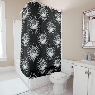 Cortina De Ducha Black Starburst Yin Yang