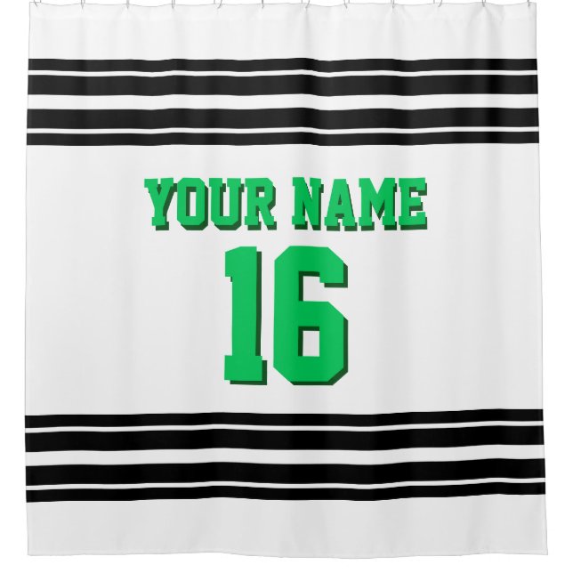Cortina De Ducha Black Stripes White Sports Jersey Emerald Green (Anverso)
