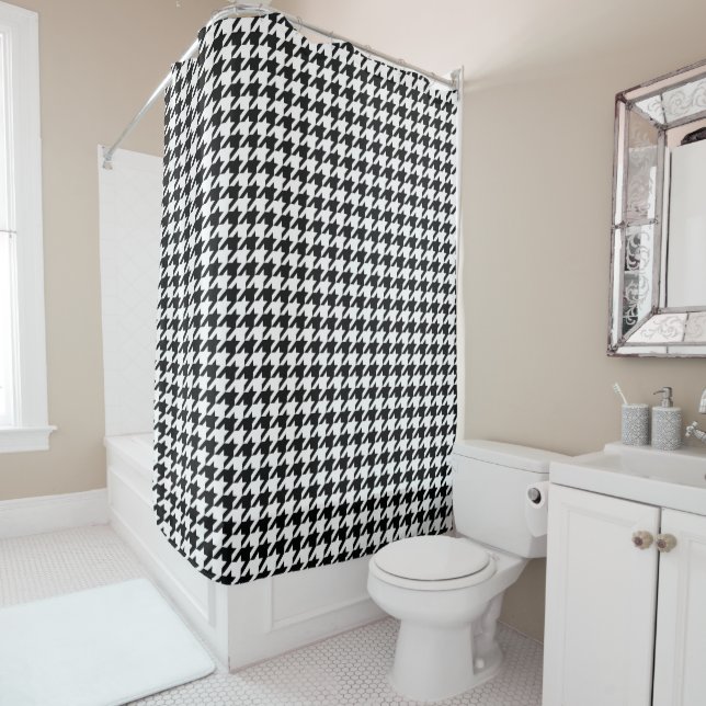 Cortina De Ducha Black White Classic Houndstap Check (In situ)