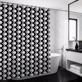 Cortina De Ducha Black White Modern Geometric Pattern