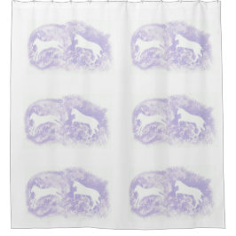 Cortina de ducha blanca con diseños del caballo de