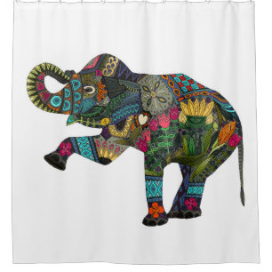 Cortina De Ducha blanco del elefante asiático