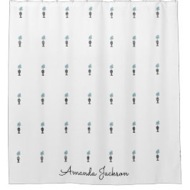 Cortina De Ducha Blanco del patrón floral de corte