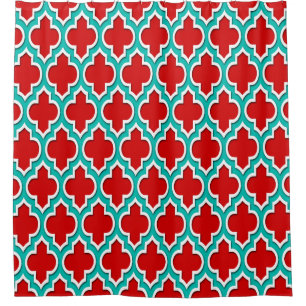 Cortina De Ducha Blanco Verde azulado Rojo XL Marruecos #4DS