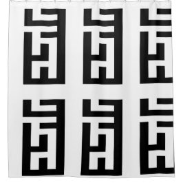 Cortina de ducha blanco y negro moderna