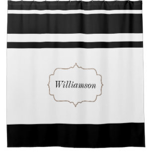 Cortina De Ducha Blanco y negro personalizada de encargo del