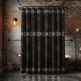 Cortina De Ducha Blanda Black Faux Ante Leather