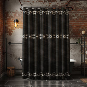 Cortina De Ducha Blanda Black Faux Ante Leather