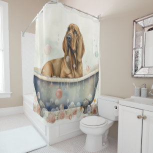 Cortina De Ducha Bloodhound In Bathtub Watercolor Arte Perro
