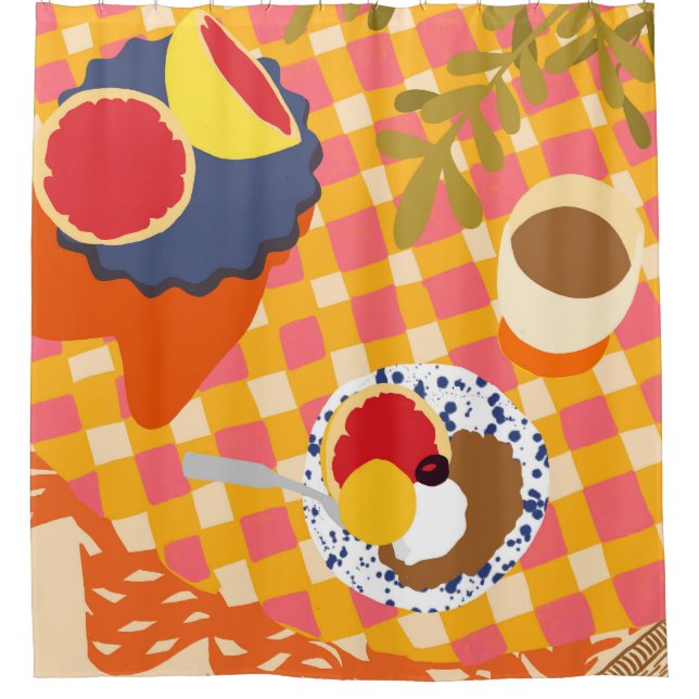 Cortina De Ducha Blooms y Brunch (Anverso)