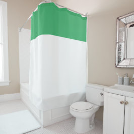 Cortina De Ducha Bloque de Color Chic Moderno Verde Marino Blanco V