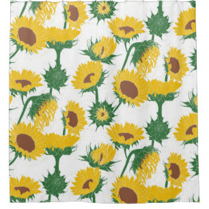Cortina De Ducha Bloque de madera Imprimir amarillo girasol