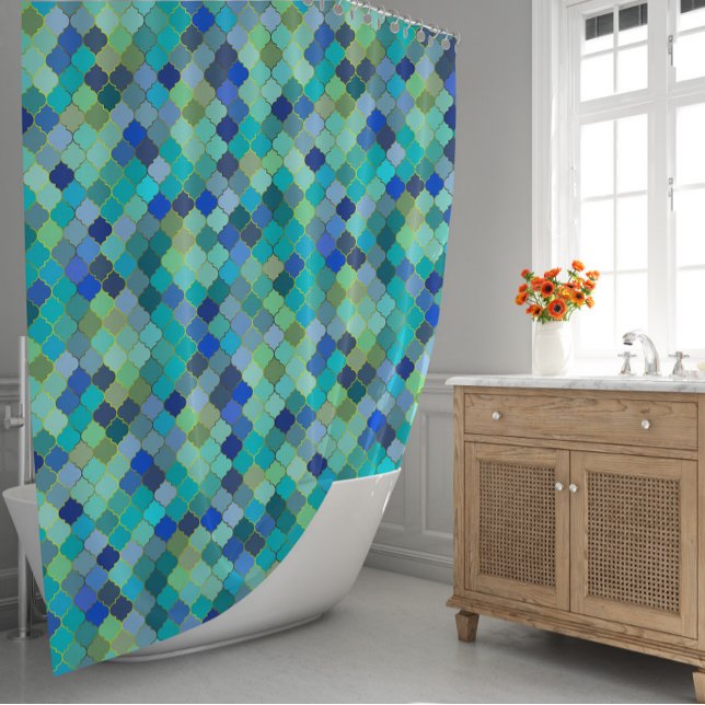 Cortina De Ducha Blue Aqua Moroccan Mosaic Pattern (Blue Aqua Moroccan Mosaic Pattern Shower Curtain
)