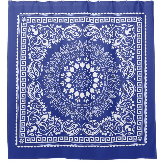 Cortina de ducha Blue Bandana Pattern-4 (Anverso)