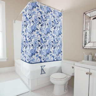 Cortina De Ducha Blue Bird Chinoiserie Monograma