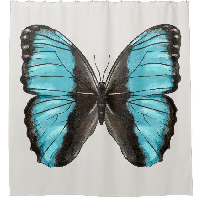 Cortina De Ducha Blue Butterfly Insectos Art Nature Lover (Anverso)