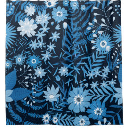 Cortina De Ducha Blue Floral Pattern