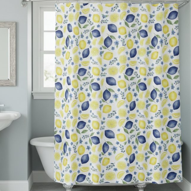 Cortina De Ducha Blue French Country Lemon Pattern (Subido por el creador)