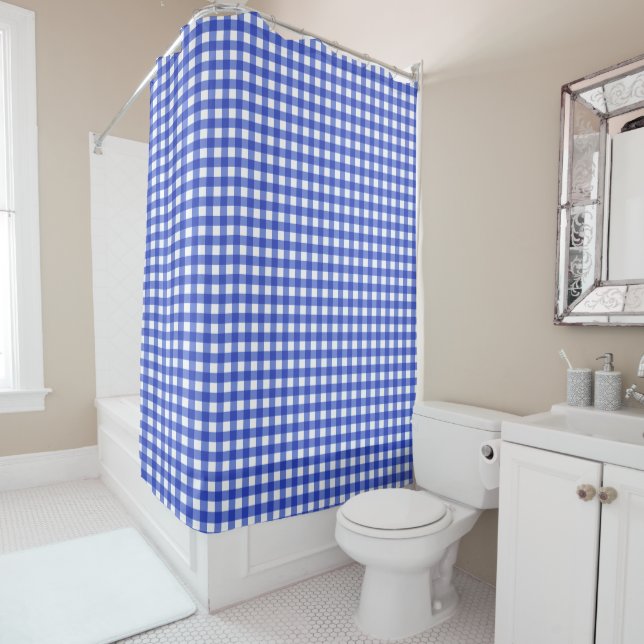 Cortina De Ducha Blue Gingham Check (In situ)