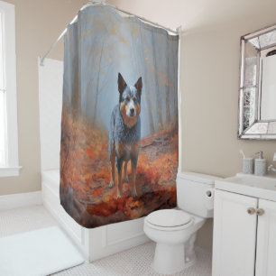 Cortina De Ducha Blue Heeler en otoño se inspira en las hojas de ot