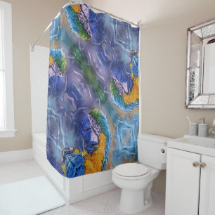 Cortina De Ducha Blue Macaw Playage Parrot Artsy