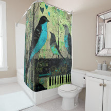 Blue Songbirds Perched On Vintage Piano
