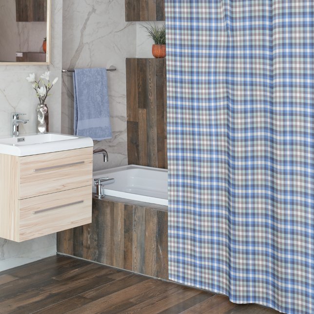 Cortina De Ducha Blue Taupe Tartan Plaid (Subido por el creador)