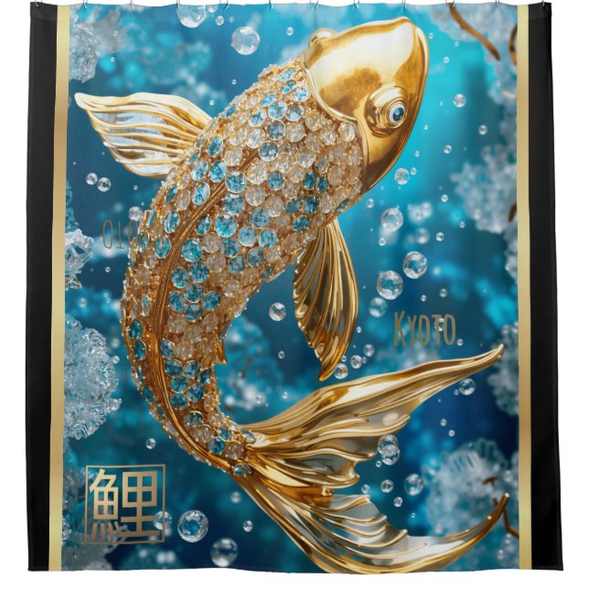 Cortina De Ducha Blue Topaz|Oro Koi Fish (Anverso)