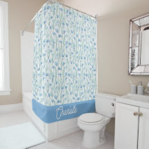 Blue watercolor wildflowers custom name