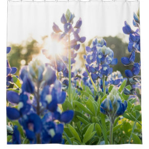 Cortina De Ducha Bluebonnets Blue Floral Texas Texan Elegant