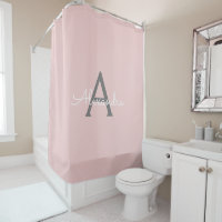 Blush Rosa Gris Moderno Guion Monograma Nombre