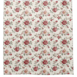 Cortina De Ducha Boda floral de crema roja bastante chic